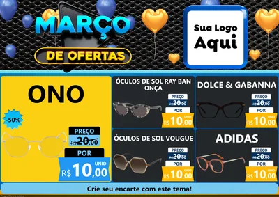 Modelo de Encarte para Encarte A4 Horizontal com o tema Março de Ofertas para Óticas