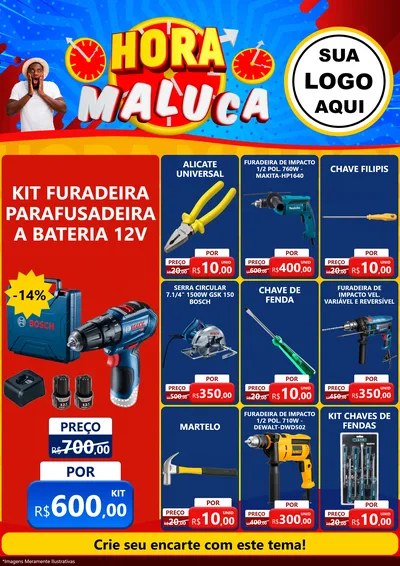 Modelo de Encarte para Encarte A4 Vertical com o tema Hora Maluca para Maquinas e Ferramentas