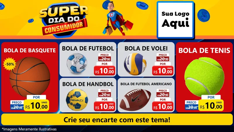 Modelo de TV para TV Horizontal com o tema Super Dia do Consumidor para Artigos Esportivos