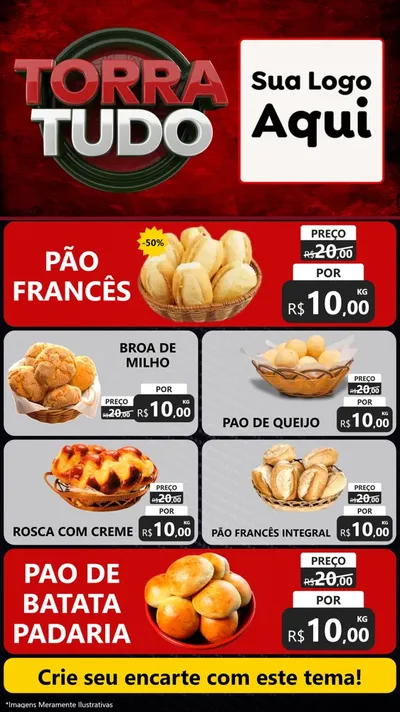 Modelo de TV para TV Vertical com o tema Torra Tudo para Padaria