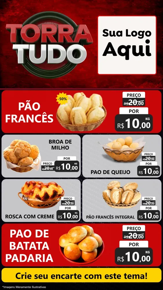 Modelo de TV para TV Vertical com o tema Torra Tudo para Padaria