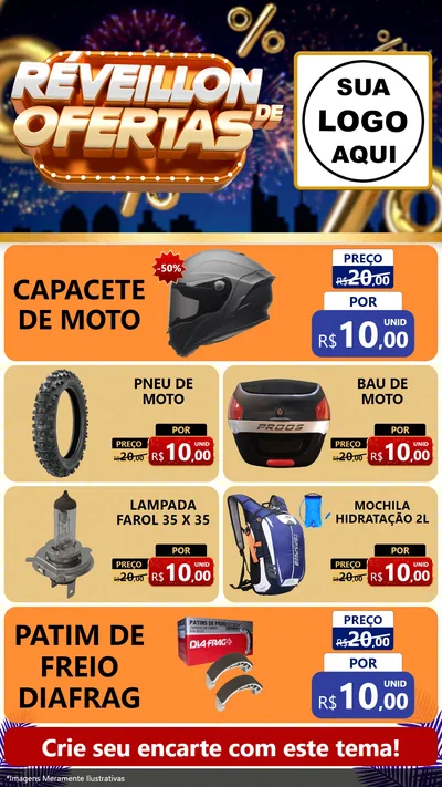 Modelo de TV para TV Vertical com o tema Réveillon de Ofertas para Moto peças