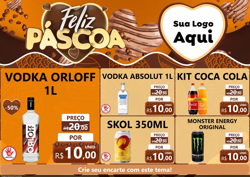 Modelo de Encarte para Encarte A4 Horizontal com o tema Feliz Páscoa para Distribuidora de bebidas