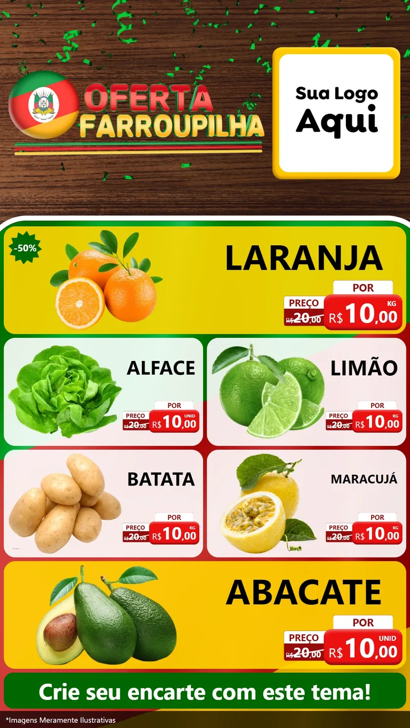 Modelo de TV para TV Vertical com o tema Oferta Farroupilha para Hortifrúti
