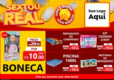 Modelo de Encarte para Encarte A4 Horizontal com o tema Sextou do Real para Brinquedos