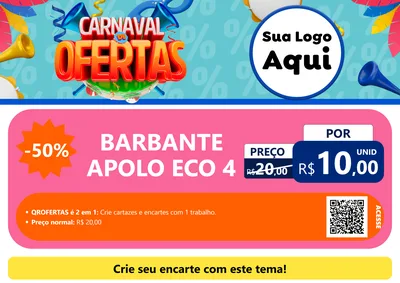 Modelo de Cartaz para Cartaz A4 Horizontal com o tema Carnaval de Ofertas para Armarinho e Aviamentos
