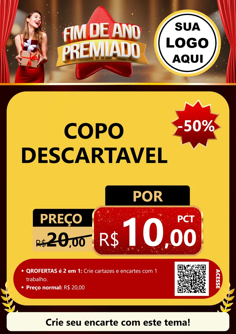 Modelo de Cartaz para Cartaz A4 Vertical com o tema Fim de Ano Premiado para Embalagens