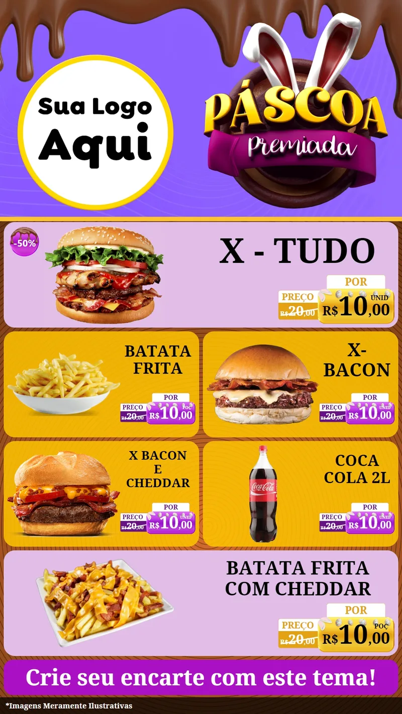 Modelo de TV para TV Vertical com o tema Páscoa Premiada para Hamburgueria