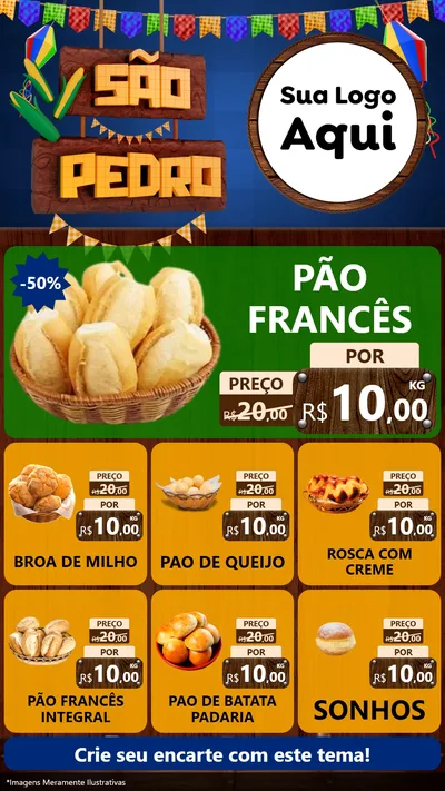 Modelo de Rede Social para Stories com o tema São Pedro para Padaria