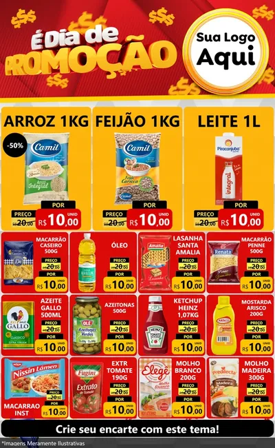 Modelo de Encarte para Encarte Grande com o tema É Dia De Promoção para Supermercado