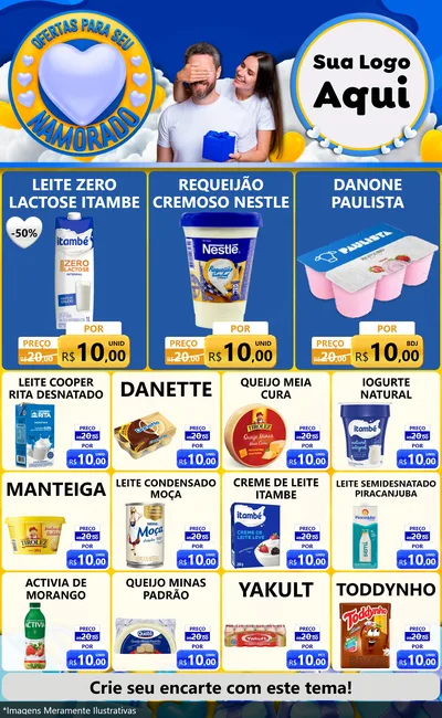 Modelo de Encarte para Encarte Grande com o tema Ofertas Para Seu Namorado para Frios e Laticínios