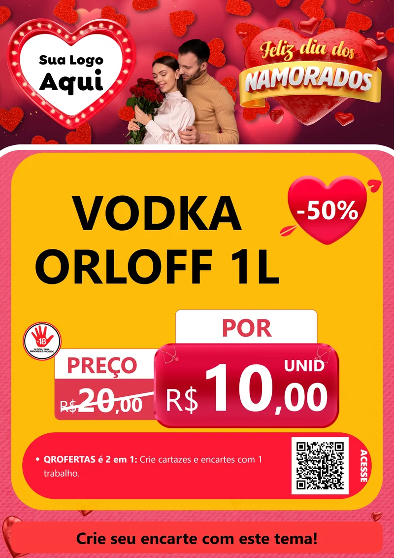 Modelo de Cartaz para Cartaz A4 Vertical com o tema Feliz Dia Dos Namorados para Distribuidora de bebidas