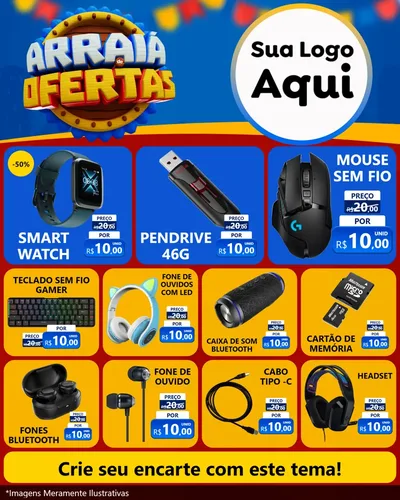 Modelo de Rede Social para Feed Instagram com o tema Arraiá de Ofertas - Junina para Informática