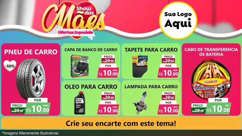 Modelo de TV para TV Horizontal com o tema Show das Mães - Ofertas Especiais para Auto peças