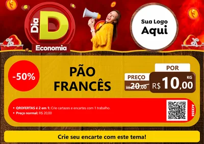Modelo de Cartaz para Cartaz A4 Horizontal com o tema Dia D Economia para Padaria