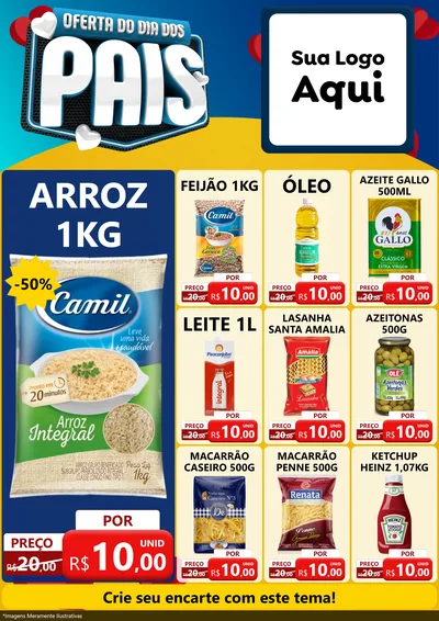 Modelo de Encarte para Encarte A4 Vertical com o tema Oferta Do Dia Dos Pais para Supermercado