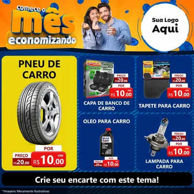 Modelo de Rede Social para Feed Facebook com o tema Comece O Mês Economizando para Auto peças