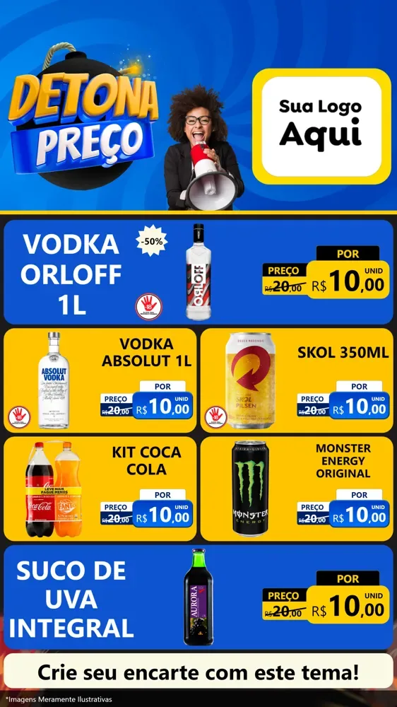 Modelo de TV para TV Vertical com o tema Detona Preços para Distribuidora de bebidas