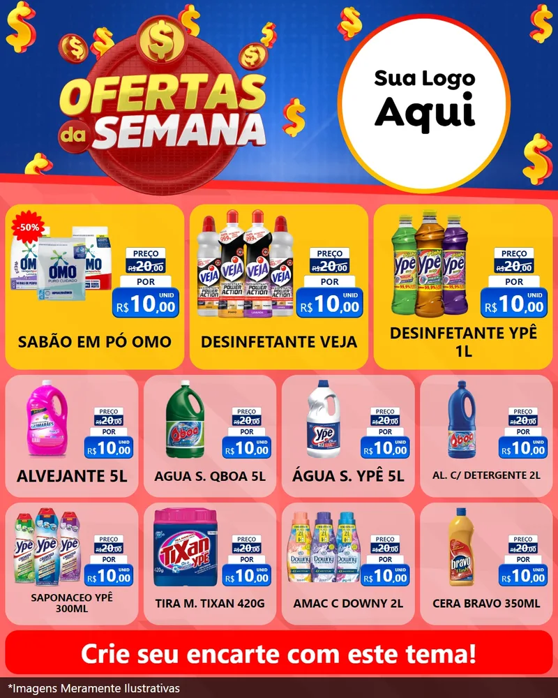 Modelo de Rede Social para Feed Instagram com o tema Ofertas Da Semana para Produtos de Limpeza