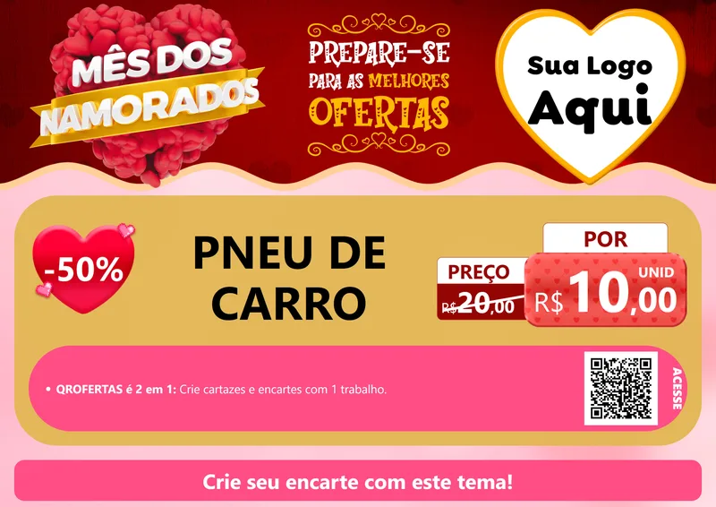 Modelo de Cartaz para Cartaz A4 Horizontal com o tema Mês dos Namorados para Auto peças