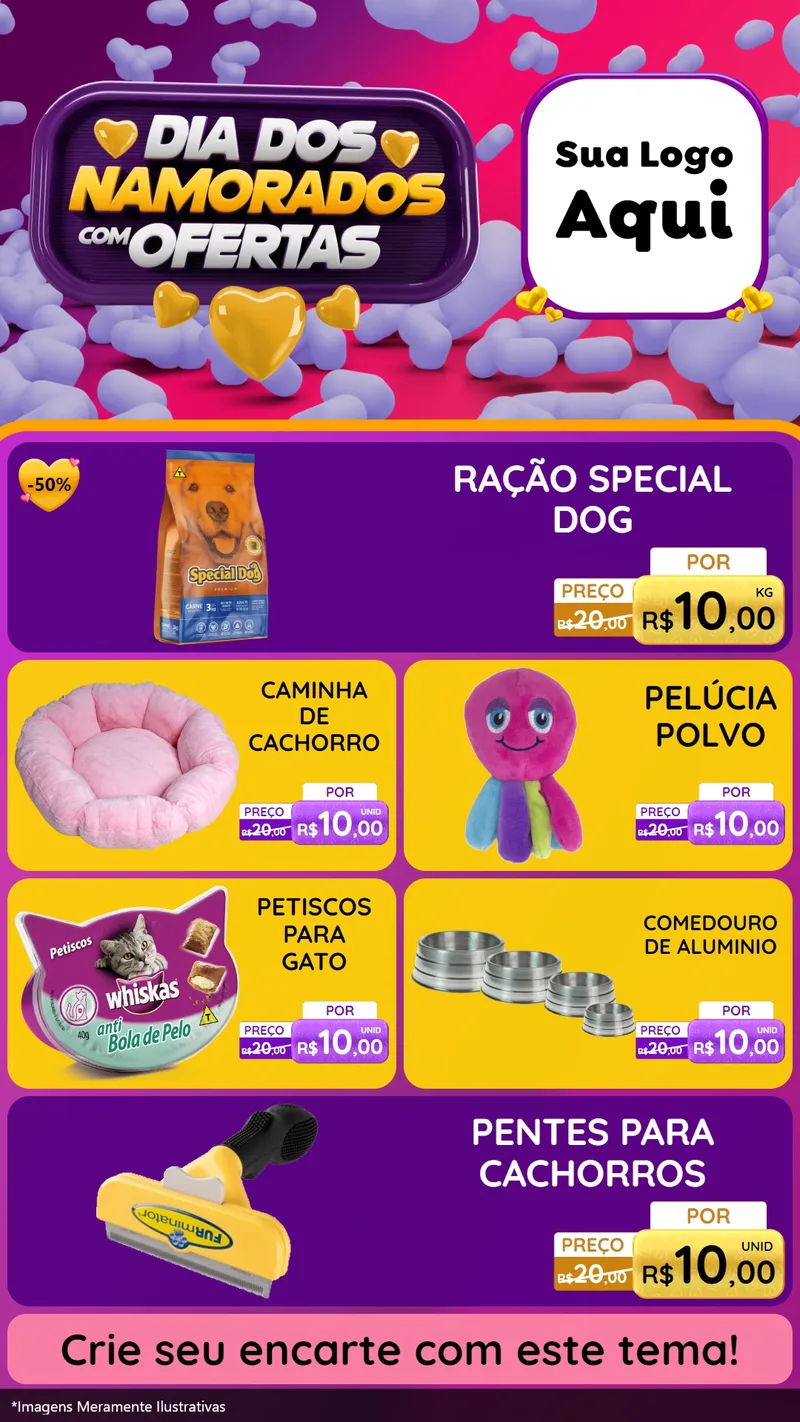 Modelo de TV para TV Vertical com o tema Dia Dos Namorados Com Ofertas para Pet Shop