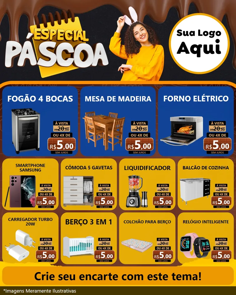 Modelo de Rede Social para Feed Instagram com o tema Especial Páscoa para Móveis e Eletro