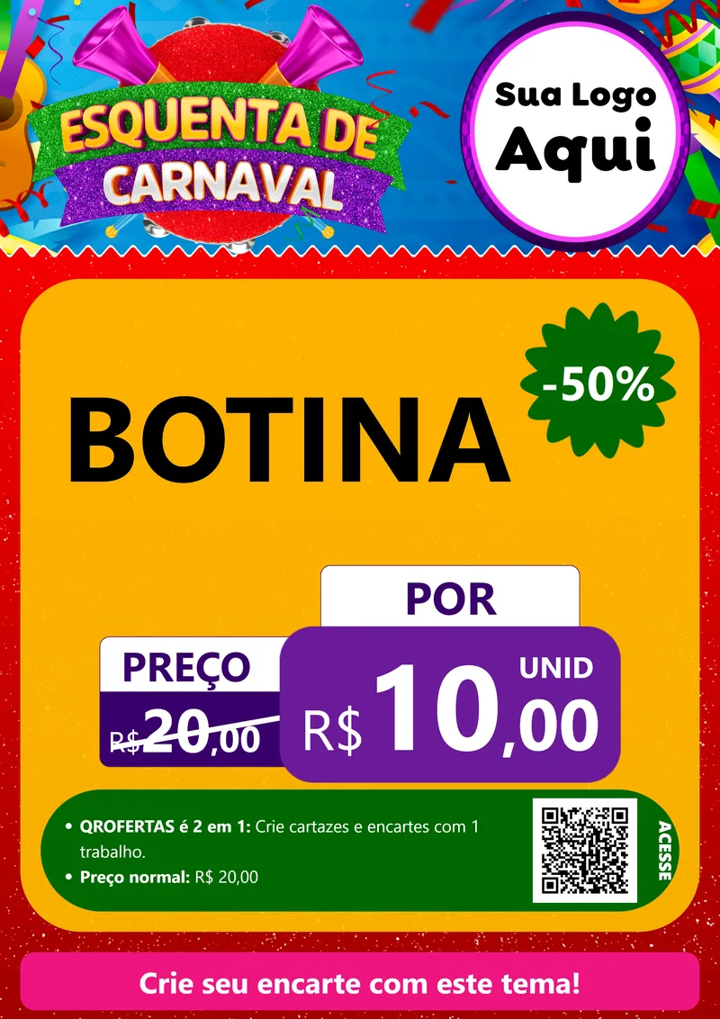 Modelo de Cartaz para Cartaz A4 Vertical com o tema Esquenta de Carnaval para Agropecuária