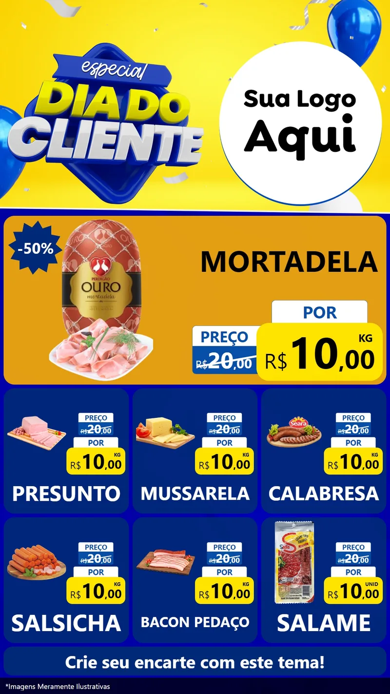 Modelo de Rede Social para Stories com o tema Especial Dia do Cliente para Frios e Laticínios
