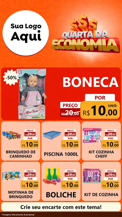 Modelo de Rede Social para Stories com o tema Quarta da Economia para Brinquedos