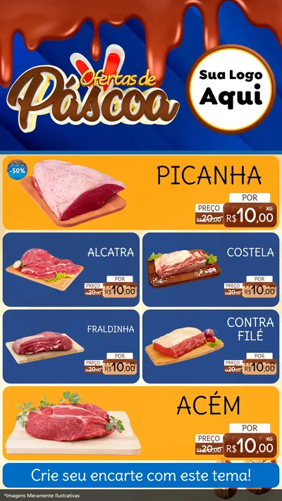 Modelo de TV para TV Vertical com o tema Ofertas de Páscoa para Açougue