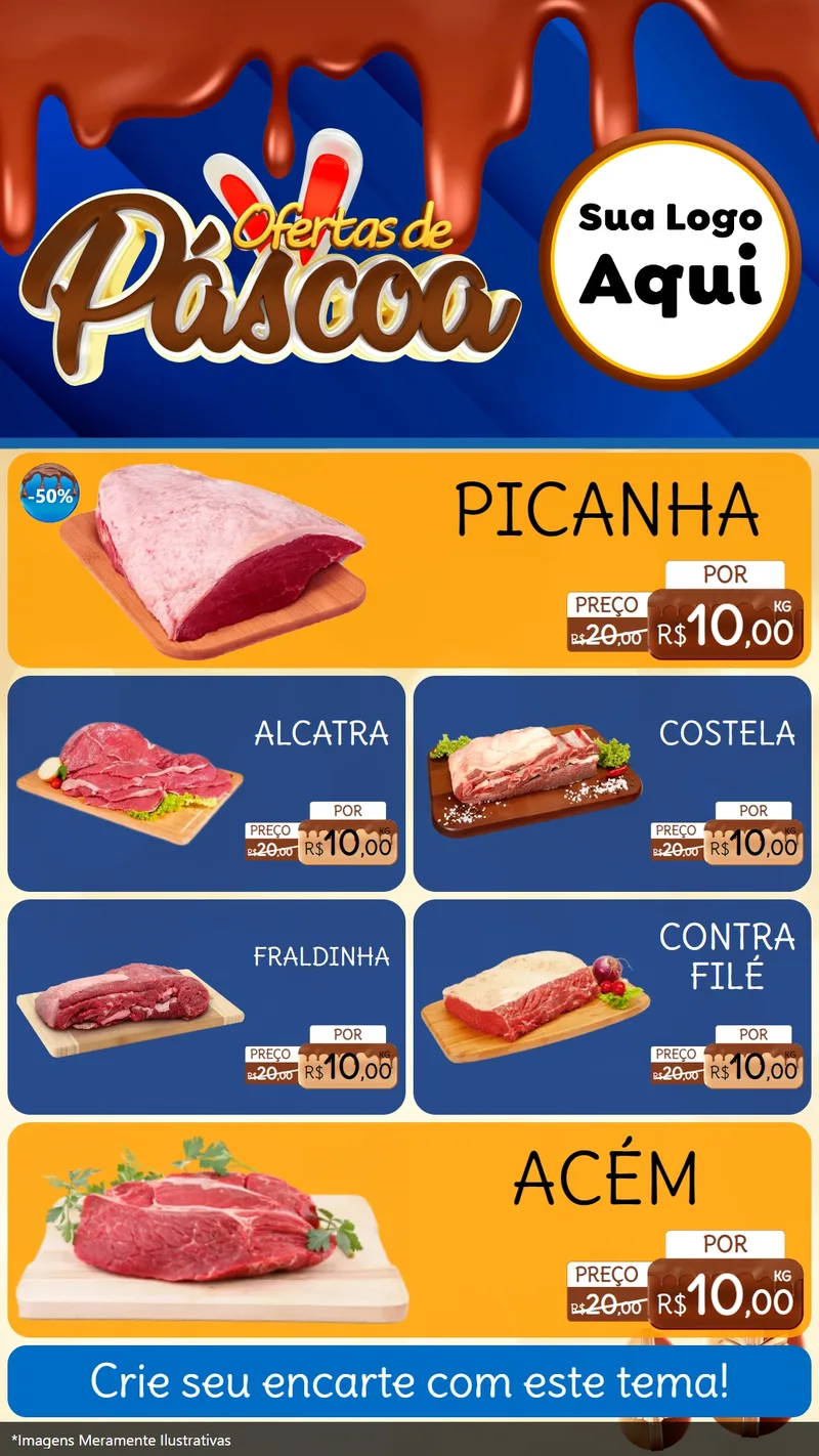 Modelo de TV para TV Vertical com o tema Ofertas de Páscoa para Açougue