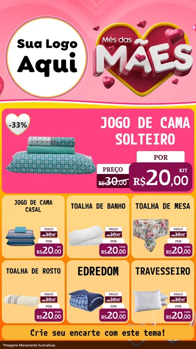 Modelo de Rede Social para Stories com o tema Mês das Mães para Cama, Mesa e Banho