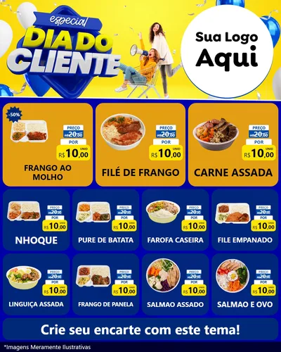 Modelo de Rede Social para Feed Instagram com o tema Especial Dia do Cliente para Restaurante