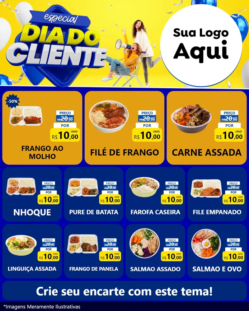 Modelo de Rede Social para Feed Instagram com o tema Especial Dia do Cliente para Restaurante