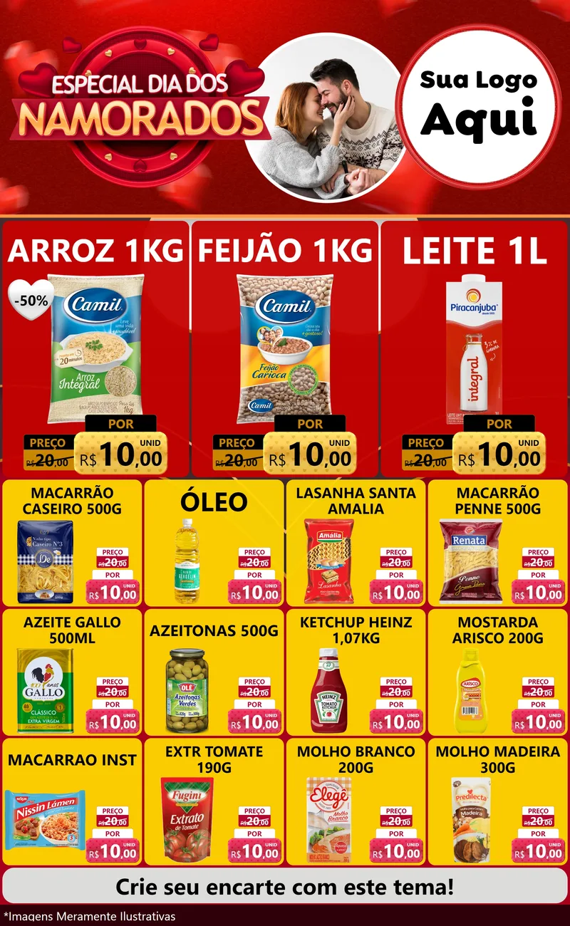 Modelo de Encarte para Encarte Grande com o tema Especial Dia Dos Namorados para Supermercado