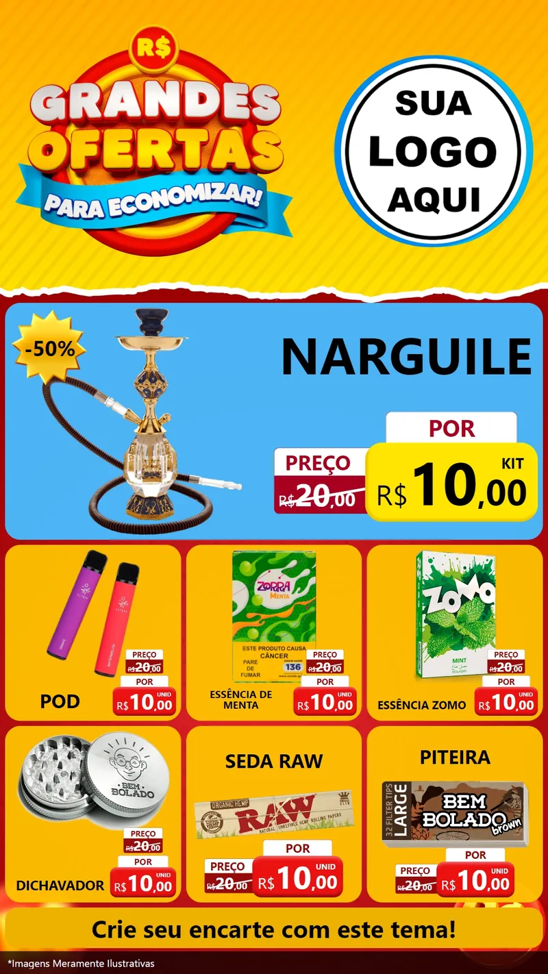 Modelo de Rede Social para Stories com o tema Grandes Ofertas Para Economizar! para Tabacaria