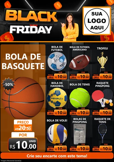 Modelo de Encarte para Encarte A4 Vertical com o tema Black Friday para Artigos Esportivos