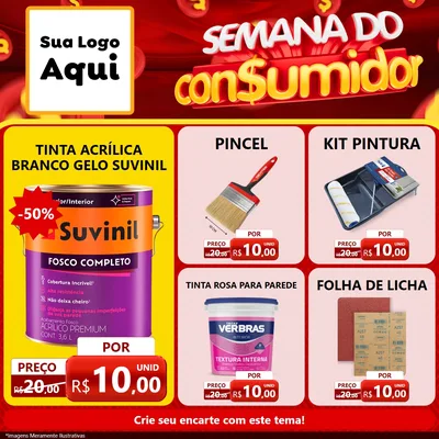 Modelo de Rede Social para Feed Facebook com o tema Semana do Consumidor para Tintas e Ferramentas