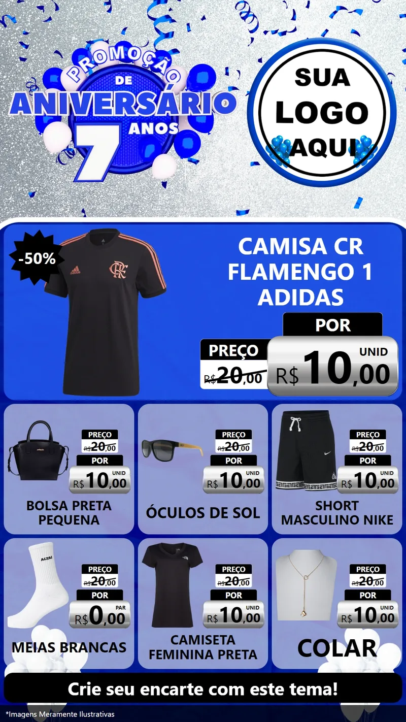 Modelo de Rede Social para Stories com o tema Promoção de Aniversário - 7 Anos para Roupas e acessórios