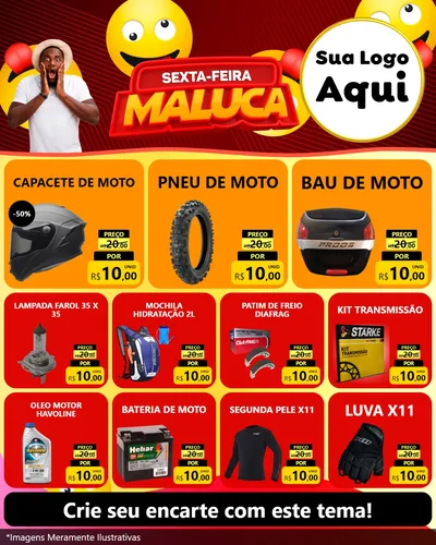 Modelo de Rede Social para Feed Instagram com o tema Sexta-feira Maluca para Moto peças