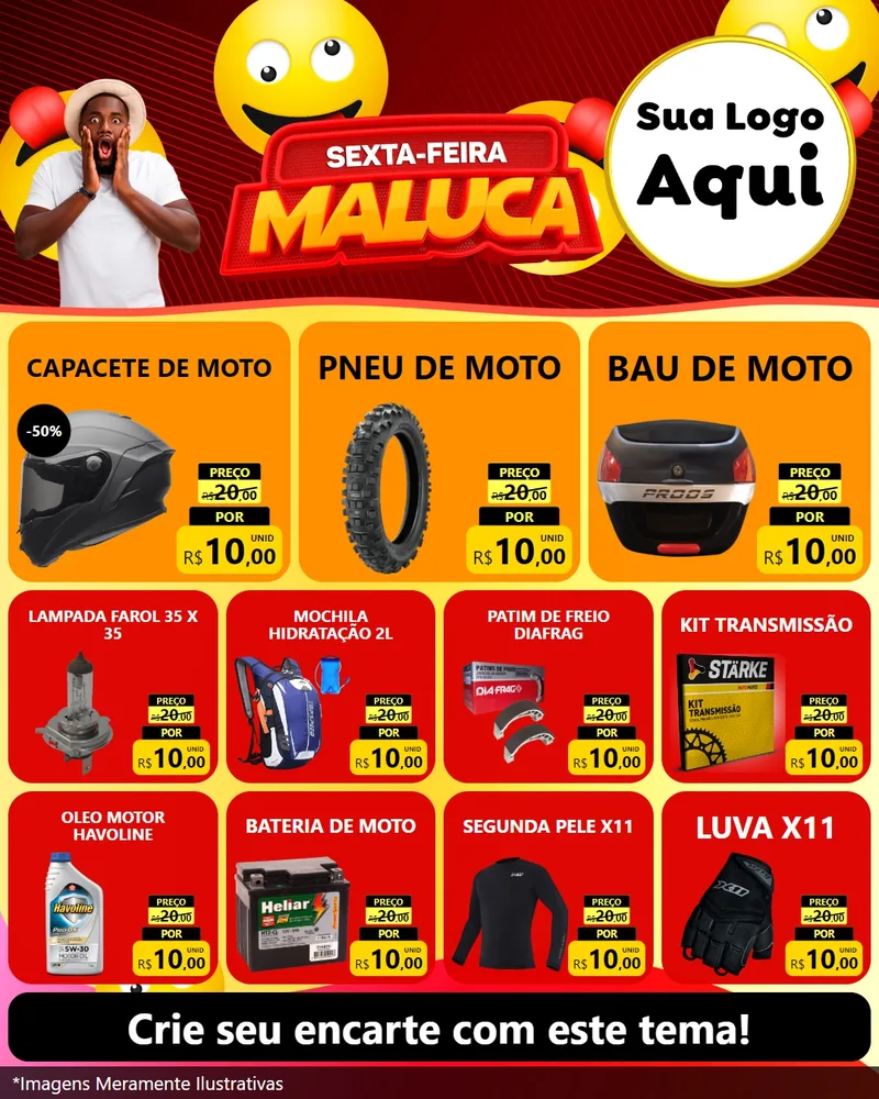 Modelo de Rede Social para Feed Instagram com o tema Sexta-feira Maluca para Moto peças