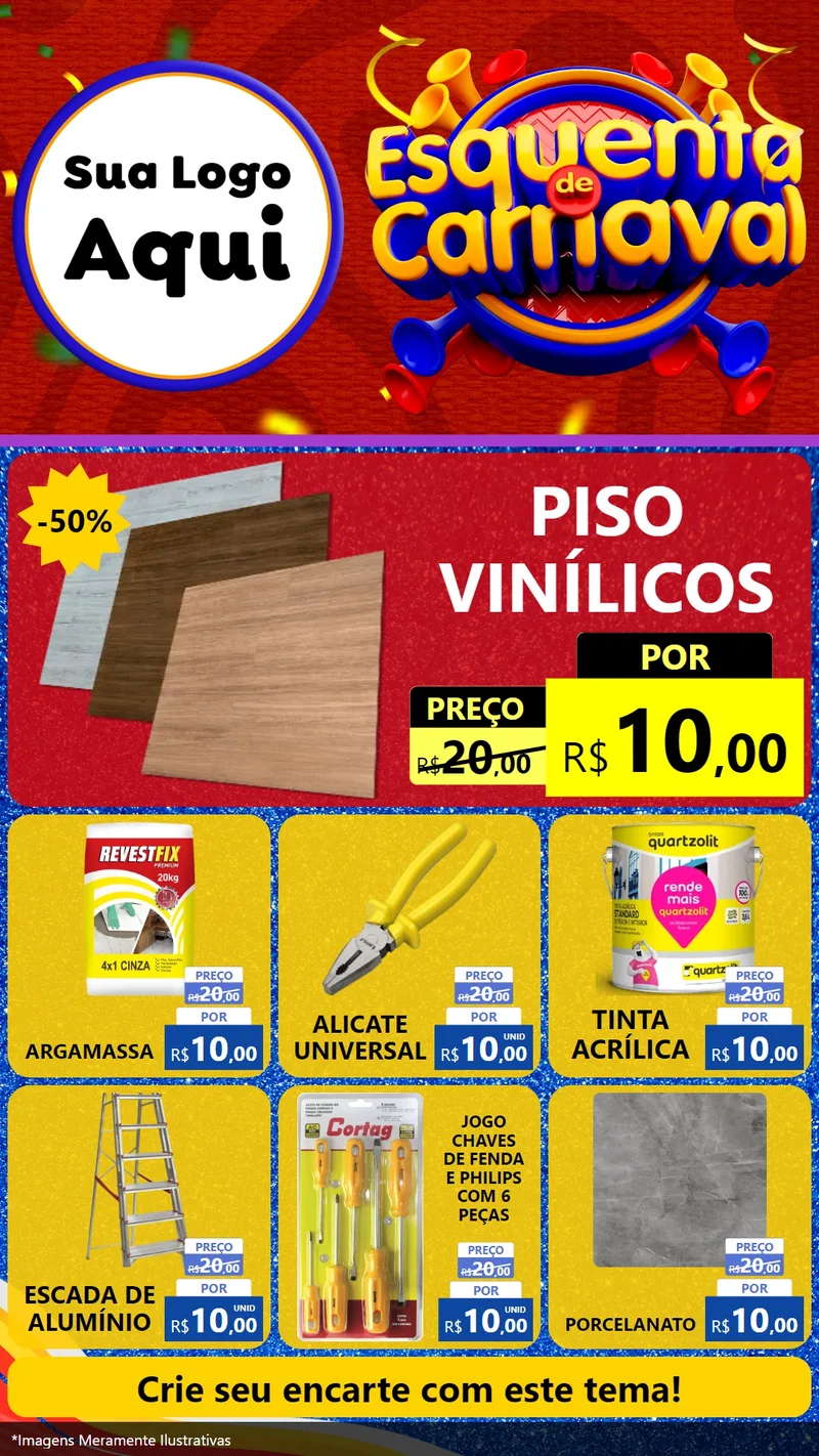 Modelo de Rede Social para Stories com o tema Esquenta de Carnaval para Material para Construção