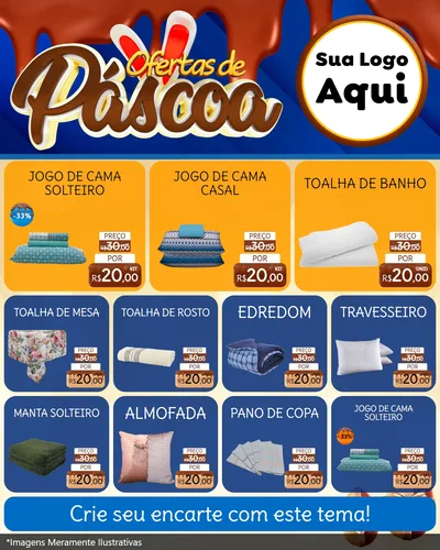 Modelo de Rede Social para Feed Instagram com o tema Ofertas de Páscoa para Cama, Mesa e Banho