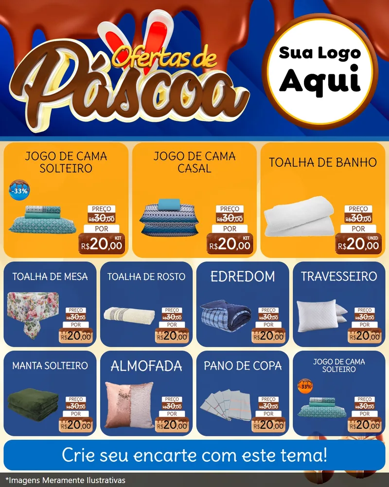 Modelo de Rede Social para Feed Instagram com o tema Ofertas de Páscoa para Cama, Mesa e Banho