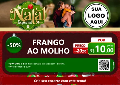 Modelo de Cartaz para Cartaz A4 Horizontal com o tema Natal Especial para Restaurante