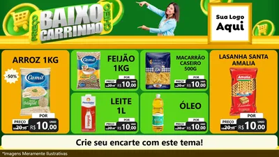 Modelo de TV para TV Horizontal com o tema Preço Baixo Carrinho Cheio para Supermercado