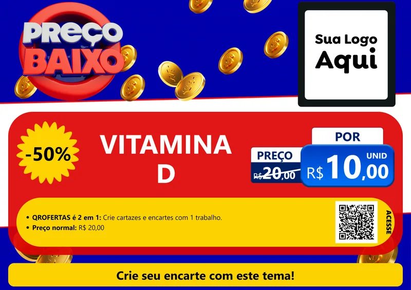 Modelo de Cartaz para Cartaz A4 Horizontal com o tema Preço Baixo para Farmácia