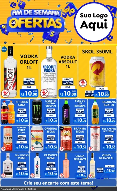 Modelo de Encarte para Encarte Grande com o tema Fim de Semana de Ofertas para Distribuidora de bebidas