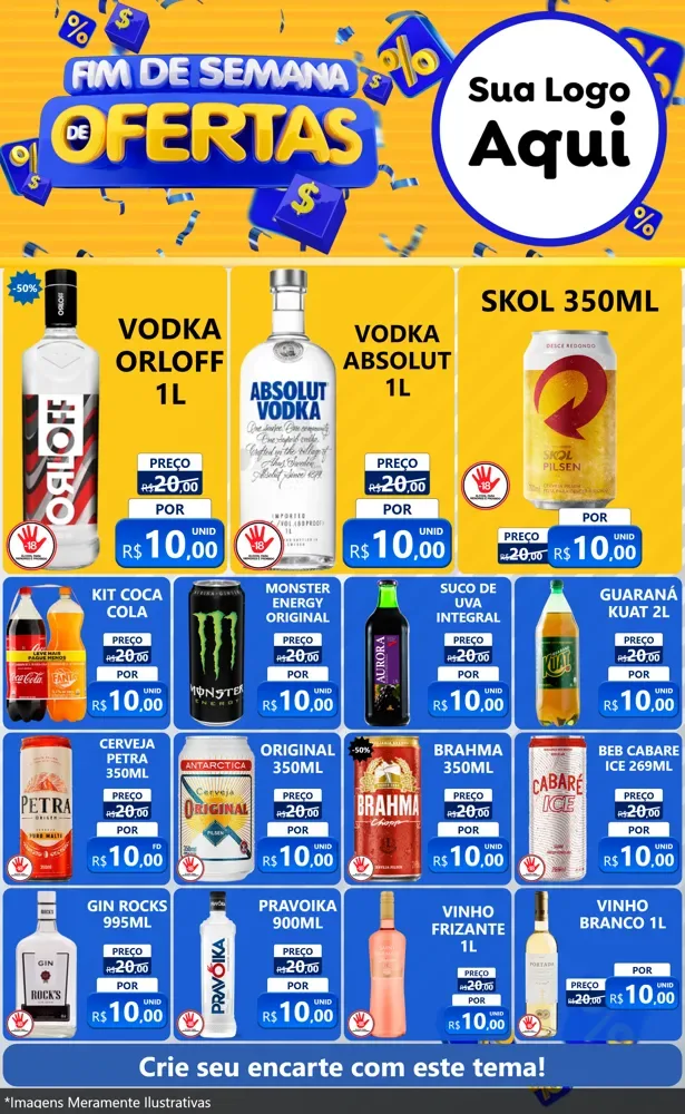 Modelo de Encarte para Encarte Grande com o tema Fim de Semana de Ofertas para Distribuidora de bebidas