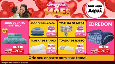 Modelo de TV para TV Horizontal com o tema Semana Das Mães para Cama, Mesa e Banho